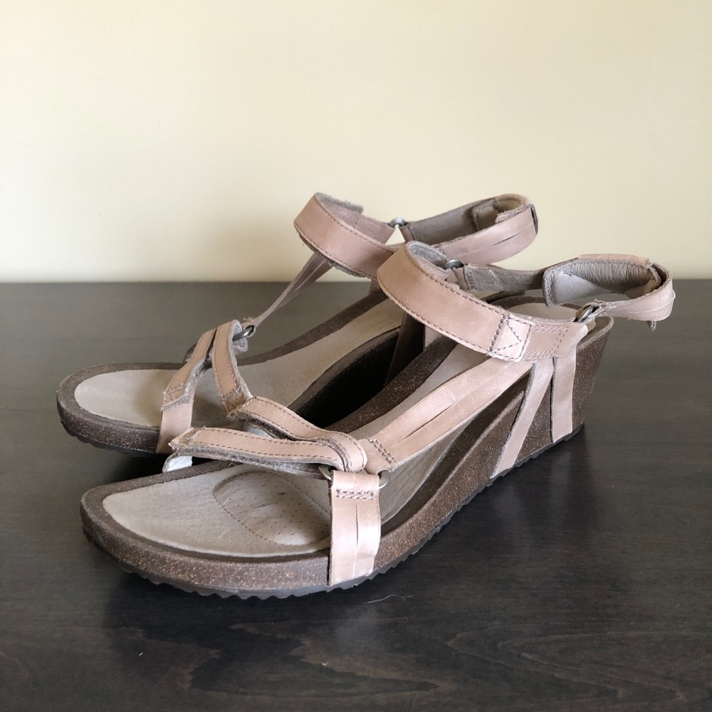 Teva cork heel wedge sandals